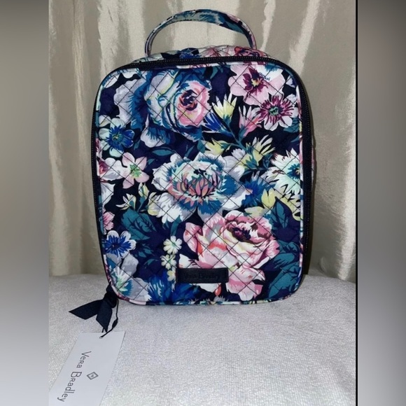 NEW Vera Bradley Quilted Insulated Lunch Bunch Zip Bag in Garden Grove🌷🌸💙 - Picture 2 of 8